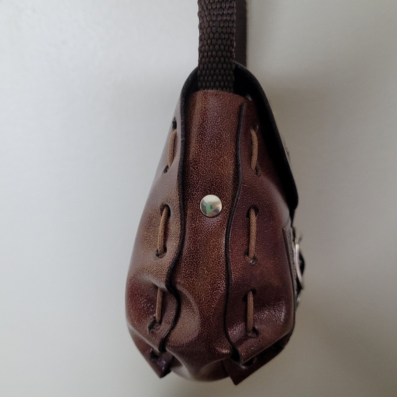 Italian Leather Mini Crossbody Bag Artisan Wanderlust Folk Style Purse - Picture 10 of 12